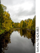 Хмурая осень на реке Понче. Северная Карелия. Стоковое фото, фотограф Наталья Осипова / Фотобанк Лори