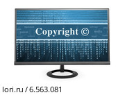 Надпись Copyright и символы на синем экране монитора. Стоковое фото, фотограф Александр Лычагин / Фотобанк Лори