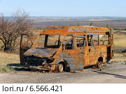Сожженная машина. Саур-Могила,  2014г. Стоковое фото, фотограф Копылов Сергей / Фотобанк Лори