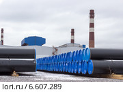 Открытый склад готовой продукции на территории трубного завода. Стоковое фото, фотограф Кекяляйнен Андрей / Фотобанк Лори