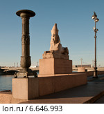 Санкт-Петербург. Сфинкс из сиенита на гранитном постаменте (2009 год). Стоковое фото, фотограф Александр Алексеев / Фотобанк Лори