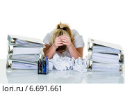 woman in office with burnout. Стоковое фото, фотограф Erwin Wodicka / Фотобанк Лори