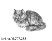 Кошка размышляет, чем заняться - The cat ponders what to do. Стоковая иллюстрация, иллюстратор Марина Ефремова / Фотобанк Лори