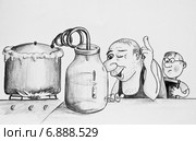 Рисунок. Сын, вот, что значит пройти огонь, воду и медные трубы. Стоковая иллюстрация, иллюстратор Олег Хархан / Фотобанк Лори