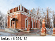 Малый полукруглый дворец в дворцово-парковом ансамбле "Царицыно" в ясный зимний день (2015 год). Редакционное фото, фотограф Наталья Волкова / Фотобанк Лори