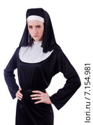Nun isolated on the white background. Стоковое фото, фотограф Elnur / Фотобанк Лори