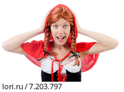 Little red riding hood isolated on white. Стоковое фото, фотограф Elnur / Фотобанк Лори