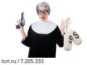 Comic nun isolated on white. Стоковое фото, фотограф Elnur / Фотобанк Лори