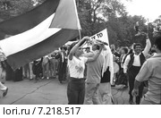 Москва. 1985 год. Московский Международный фестиваль молодежи и студентов. Митинг в поддержку студентов Палестины. Редакционное фото, фотограф Александр С. Курбатов / Фотобанк Лори