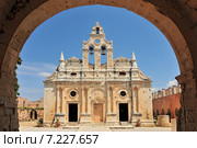 The main church of Arkadi Monastery, symbol of the struggle of Cretans against the Ottoman Empire , Rethymno, Crete, Greece. Стоковое фото, агентство BE&W Photo / Фотобанк Лори