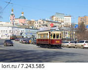 Парад трамваев в Москве. Трамвай "Бесфонарный" ("БФ"), эксплуатация: 1926--1970 гг. (2015 год). Редакционное фото, фотограф Наталья Волкова / Фотобанк Лори