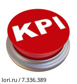 KPI (Key Performance Indicators). Красная кнопка с надписью. Стоковая иллюстрация, иллюстратор WalDeMarus / Фотобанк Лори