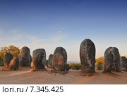 Stone Circle the Almendres Cromlech megalithic complex, near Guadalupe, Évora – PortugalPortugal, Alentejo, the Megaliths of Cromlech of Almendres. Редакционное фото, агентство BE&W Photo / Фотобанк Лори