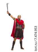Gladiator holding sword isolated on white. Стоковое фото, фотограф Elnur / Фотобанк Лори