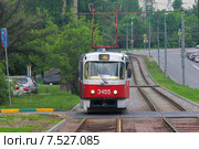 Москва. Городской трамвай Tatra T3SU (2015 год). Редакционное фото, фотограф Александр Тарасенков / Фотобанк Лори