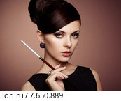 Portrait of beautiful sensual woman with elegant hairstyle. Стоковое фото, фотограф Oleg Gekman / Ingram Publishing / Фотобанк Лори