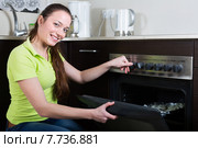 Woman cooking meal in the oven. Стоковое фото, фотограф Яков Филимонов / Фотобанк Лори