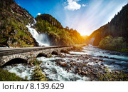 Latefossen waterfall Norway. Стоковое фото, фотограф Андрей Армягов / Фотобанк Лори