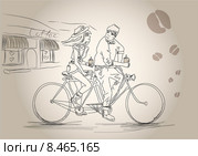 Тандем кофе в коричневых тонах. Стоковая иллюстрация, иллюстратор Александров Никита / Фотобанк Лори