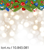 Christmas glowing background with holiday decoration. Стоковое фото, фотограф Oleg Tirunov / PantherMedia / Фотобанк Лори