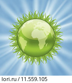 Icon earth with grass, environment symbol. Стоковая иллюстрация, иллюстратор Oleg Tirunov / PantherMedia / Фотобанк Лори