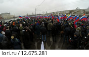 Десятки тысяч людей на митинге в Москве. Таймлапс (2015 год). Редакционное видео, видеограф Vladimir Botkin / Фотобанк Лори