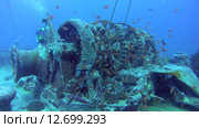 Лебедка на затонувшем судне SS Thistlegorm (2014 год). Редакционное видео, видеограф KEN VOSAR / Фотобанк Лори