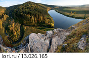 Речка Наси впадает в Юрюзань. Панорама. Стоковое фото, фотограф Сергей Костарев / Фотобанк Лори