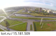 Петергофское шоссе, ранняя осень, Петербург, аэросъемка, (2015 год). Стоковое видео, видеограф Всеволод / Фотобанк Лори