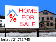 Билборд  '' House for sale '' на фоне коттеджей. Стоковое фото, фотограф Сергеев Валерий / Фотобанк Лори