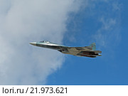 Международный авиационно-космический салон МАКС-2015. Перспективный авиационный комплекс фронтовой авиации ПАК ФА, Т-50 - многоцелевой истребитель пятого поколения. Редакционное фото, фотограф Игорь Долгов / Фотобанк Лори