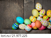 Easter eggs on wooden. Стоковое фото, фотограф Типляшина Евгения / Фотобанк Лори