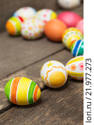 Easter eggs on wooden. Стоковое фото, фотограф Типляшина Евгения / Фотобанк Лори