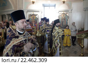 Настоятель протоиерей Георгий Кулёмин в храме Покрова Пресвятой Богородицы (2016 год). Редакционное фото, фотограф Дмитрий Неумоин / Фотобанк Лори