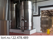 Stainless cisterns with fermenting wine in fabric. Стоковое фото, фотограф Яков Филимонов / Фотобанк Лори