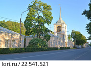 Вид на Дом Петергофского дворцового правления и Крестовоздвиженскую церковь. Петергоф, улица Правленская (2015 год). Стоковое фото, фотограф Ирина Борсученко / Фотобанк Лори