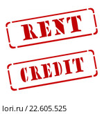 Красный штамп  "rent" и "credit" на белом фоне. Стоковая иллюстрация, иллюстратор Сергеев Валерий / Фотобанк Лори