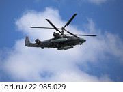 Разведывательно-ударный вертолёт Ка-52 «Аллигатор» в полете, бортовой номер RF-91266 (2016 год). Редакционное фото, фотограф Алексей Гусев / Фотобанк Лори