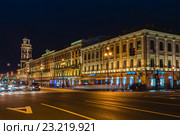 Невский проспект в ночное время. Санкт-Петербург (2015 год). Редакционное фото, фотограф Anna P. / Фотобанк Лори