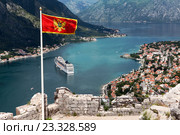 Вид со стен крепости St. John (San Giovanni) на Которский залив, город Котор. Черногория (2016 год). Стоковое фото, фотограф Кекяляйнен Андрей / Фотобанк Лори