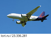 Самолет Airbus A319-111 (OO-SSU) авиакомпании Brussels Airlines в голубом небе (2015 год). Редакционное фото, фотограф Виктор Карасев / Фотобанк Лори