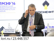 Эулохио Антонио Дель Пино Диаз (Eulogio Antonio Del Pino Diaz) - министр народной власти нефтяной и горнодобывающей промышленности Боливарианской Республики Венесуэла на Петербургском международном экономическом форуме ПМЭФ-2016. Редакционное фото, фотограф Игорь Долгов / Фотобанк Лори