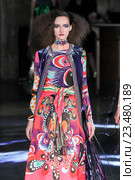 PARIS, FRANCE - OCTOBER 01: A model walks the runway during the Manish Arora show as part of the Paris Fashion Week Womenswear Spring/Summer 2016 on October 1, 2015 in Paris, France. Редакционное фото, фотограф Anton Oparin / Фотобанк Лори