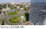 Вид на площадь Конституции и небоскреб Leader Tower. Санкт-Петербург (2016 год). Редакционное видео, видеограф Кекяляйнен Андрей / Фотобанк Лори