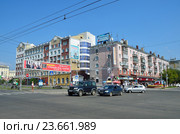 Пересечение проспекта Ленина и улицы Димитрова в городе Барнауле летом. Редакционное фото, фотограф Овчинникова Ирина / Фотобанк Лори