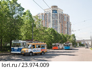 Конечная троллейбусная станция «Улица Фонвизина» на Огородном проезде (2010 год). Редакционное фото, фотограф Алёшина Оксана / Фотобанк Лори