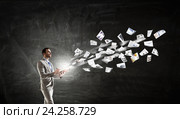 Handsome busy businessman making notes . Mixed media. Стоковое фото, фотограф Sergey Nivens / Фотобанк Лори