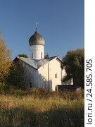 Церковь Благовещения Пресвятой Богородицы в Аркажах (г. Великий Новгород) (вертикальный кадр) (2014 год). Стоковое фото, фотограф Самохвалов Артем / Фотобанк Лори