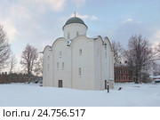 Церковь Успения Пресвятой Богородицы в Староладожском Успенском девичьем монастыре зимой (2016 год). Стоковое фото, фотограф Самохвалов Артем / Фотобанк Лори