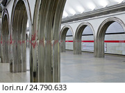 Станция Петербургского метрополитена "Академическая". Центральный зал (2016 год). Редакционное фото, фотограф Александр Тарасенков / Фотобанк Лори